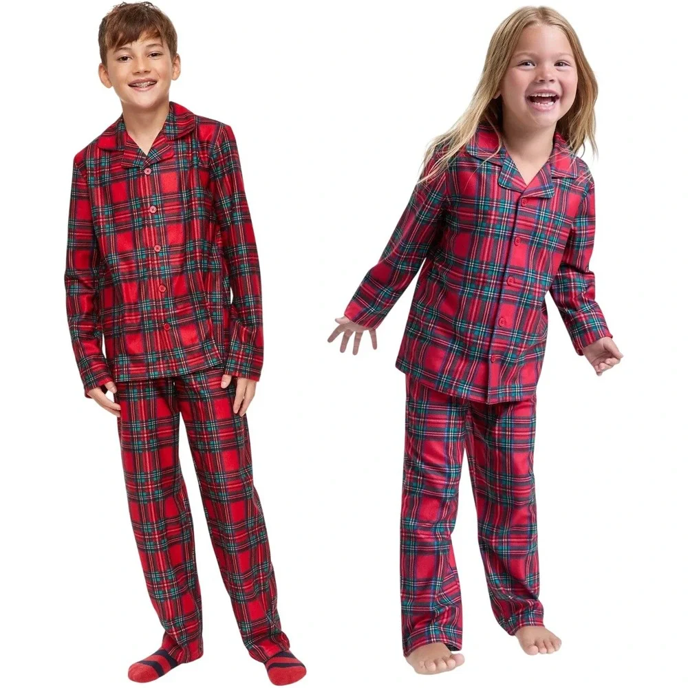 Holiday Lane Kids L 10-12 Brinkley Plaid Pajama Set Red Green Tartan NEW